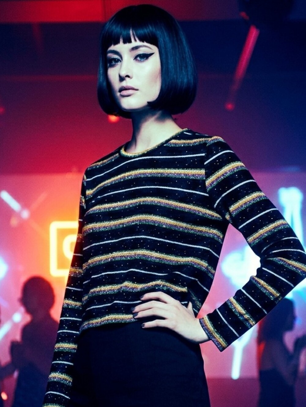 Topshop Glitter Stripe Top